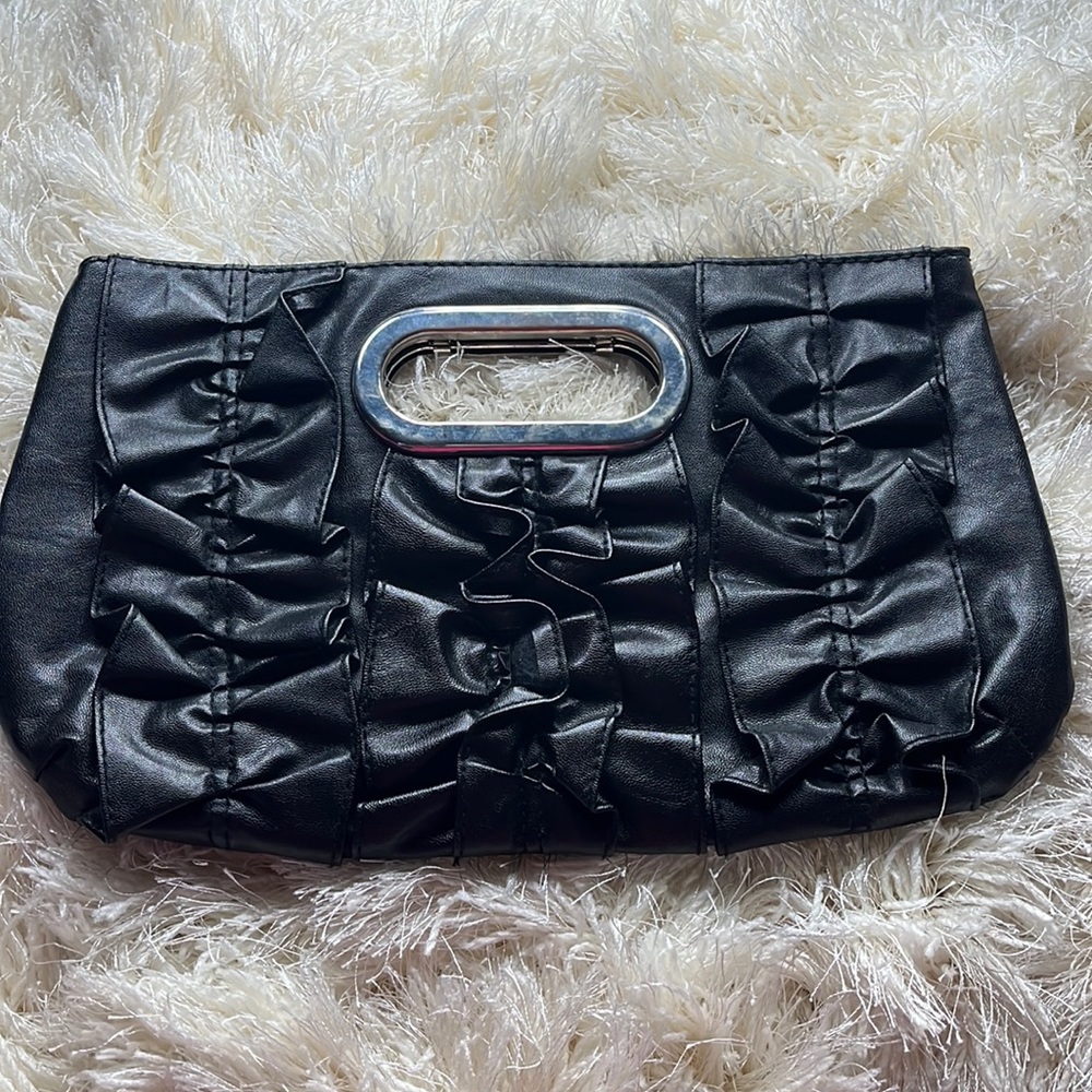 Black Ruffle Clutch